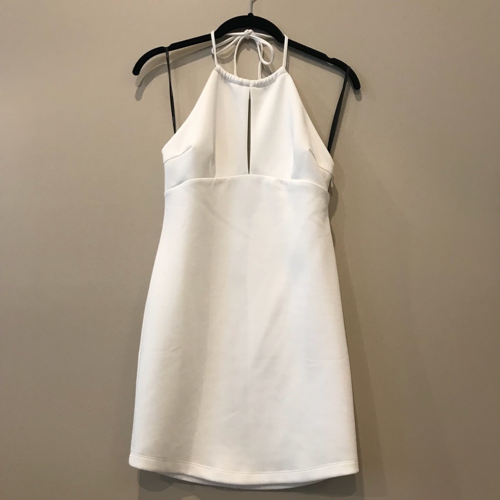 White halter body con dress.